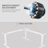 NNEMB Corner Standing Desk-173x173cm-Sit to Stand Up Electric Height Adjustable-White