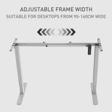 NNEMB Single Motor Sit/Stand Desk Frame-58 x 90-135cm-72-118cm Height Adjustable-70kg Load-Silver
