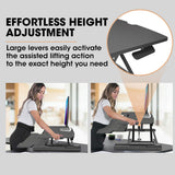 NNEMB Desk Riser 77cm Wide Adjustable Sit to Stand for Dual Monitor-Keyboard-Laptop-Black