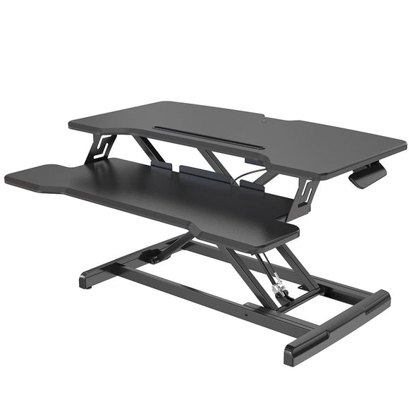 NNEMB Desk Riser 77cm Wide Adjustable Sit to Stand for Dual Monitor-Keyboard-Laptop-Black