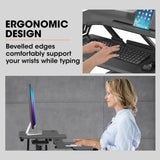 NNEMB Desk Riser 77cm Wide Adjustable Sit to Stand for Dual Monitor-Keyboard-Laptop-Black