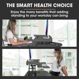 NNEMB Desk Riser 77cm Wide Adjustable Sit to Stand for Dual Monitor-Keyboard-Laptop-Black