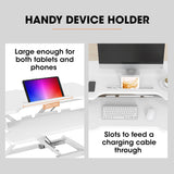 NNEMB Desk Riser 77cm Wide Adjustable Sit to Stand for Dual Monitor-Keyboard-Laptop-White