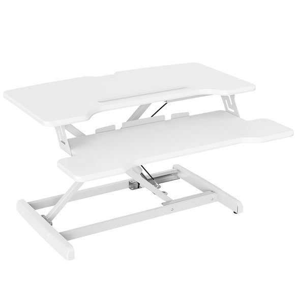 NNEMB Desk Riser 77cm Wide Adjustable Sit to Stand for Dual Monitor-Keyboard-Laptop-White