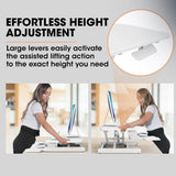 NNEMB Desk Riser 77cm Wide Adjustable Sit to Stand for Dual Monitor-Keyboard-Laptop-White