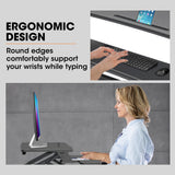 NNEMB Desk Riser 90cm Wide Adjustable Sit to Stand for Dual Monitor-Keyboard-Laptop-Black