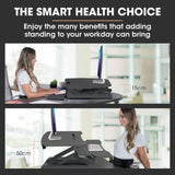 NNEMB Desk Riser 90cm Wide Adjustable Sit to Stand for Dual Monitor-Keyboard-Laptop-Black