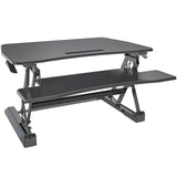 NNEMB Desk Riser 90cm Wide Adjustable Sit to Stand for Dual Monitor-Keyboard-Laptop-Black