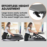 NNEMB Desk Riser 90cm Wide Adjustable Sit to Stand for Dual Monitor-Keyboard-Laptop-Black