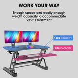 NNEMB Desk Riser 90cm Wide Adjustable Sit to Stand for Dual Monitor-Keyboard-Laptop-Black
