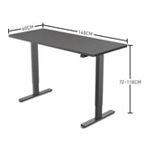NNEMB Sit To Stand Up Standing Desk-140x60cm-72-118cm Electric Height Adjustable-70kg Load-Black/Black Frame