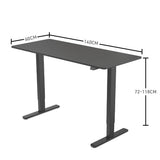 NNEMB Sit To Stand Up Standing Desk-140x60cm-72-118cm Electric Height Adjustable-70kg Rated Black/Black Frame