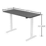 NNEMB Sit To Stand Up Standing Desk-140x60cm-72-118cm Electric Height Adjustable-70kg Load-Black/White Frame