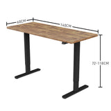 NNEMB Sit To Stand Up Standing Desk-140x60cm-72-118cm Electric Height Adjustable-70kg Load-Oak Style/Black Frame