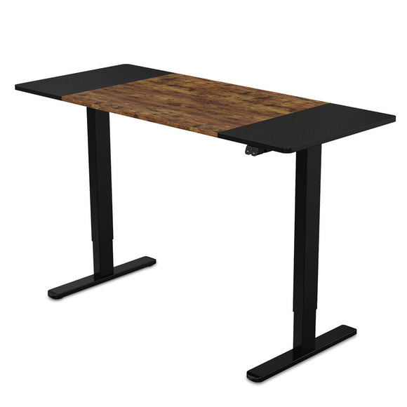 NNEMB Sit To Stand Up Standing Desk-140x60cm-72-118cm Electric Height Adjustable-70kg Rated-Oak Style/Black Frame