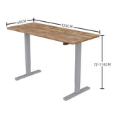 NNEMB Sit To Stand Up Standing Desk-120x60cm-72-118cm Electric Height Adjustable-70kg Load-Oak Style/Silver Frame