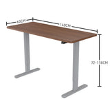 NNEMB Sit To Stand Up Standing Desk-140x60cm-72-118cm Electric Height Adjustable-70kg Load-Walnut Style/Silver Frame