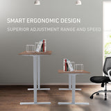 NNEMB Sit To Stand Up Standing Desk-140x60cm-72-118cm Electric Height Adjustable-70kg Load-Walnut Style/Silver Frame