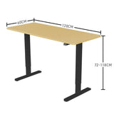 NNEMB Sit To Stand Up Standing Desk-120x60cm-72-118cm Electric Height Adjustable-70kg Load-White Oak Style/Black Frame