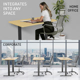 NNEMB Sit To Stand Up Standing Desk-120x60cm-72-118cm Electric Height Adjustable-70kg Load-White Oak Style/Black Frame