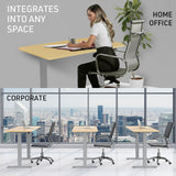 NNEMB Sit To Stand Up Standing Desk-120x60cm-72-118cm Electric Height Adjustable-70kg Load-White Oak Style/Silver Frame