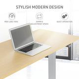 NNEMB Sit To Stand Up Standing Desk-140x60cm-72-118cm Electric Height Adjustable-70kg Load-White Oak Style/Silver Frame