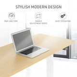 NNEMB Sit To Stand Up Standing Desk-140x60cm-72-118cm Electric Height Adjustable-70kg Load-White Oak Style/White Frame