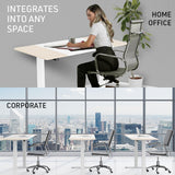 NNEMB Sit To Stand Up Standing Desk-140x60cm-72-118cm Electric Height Adjustable-70kg Load-Light Oak Style/White Frame