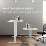 NNEMB Sit To Stand Up Standing Desk-140x60cm-72-118cm Electric Height Adjustable-70kg Load-Light Oak Style/White Frame