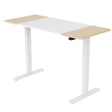 NNEMB Sit To Stand Up Standing Desk-140x60cm-72-118cm Electric Height Adjustable-70kg Load-Light Oak Style/White Frame