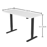 NNEMB Sit To Stand Up Standing Desk-120x60cm-72-118cm Electric Height Adjustable-70kg Load-White/Black Frame