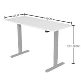 NNEMB Sit To Stand Up Standing Desk-140x60cm-72-118cm Electric Height Adjustable-70kg Load-White/Silver Frame