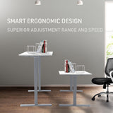 NNEMB Sit To Stand Up Standing Desk-140x60cm-72-118cm Electric Height Adjustable-70kg Load-White/Silver Frame