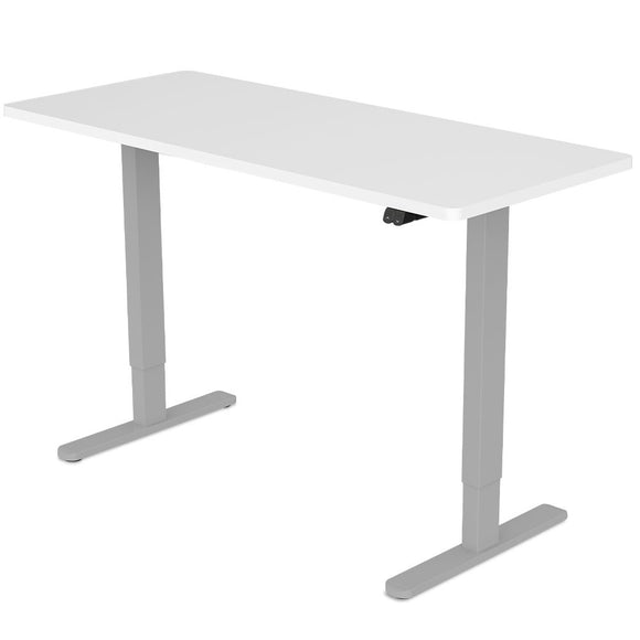 NNEMB Sit To Stand Up Standing Desk-140x60cm-72-118cm Electric Height Adjustable-70kg Load-White/Silver Frame