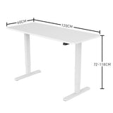 NNEMB Sit To Stand Up Standing Desk-120x60cm-72-118cm Electric Height Adjustable-70kg Load-White/White Frame