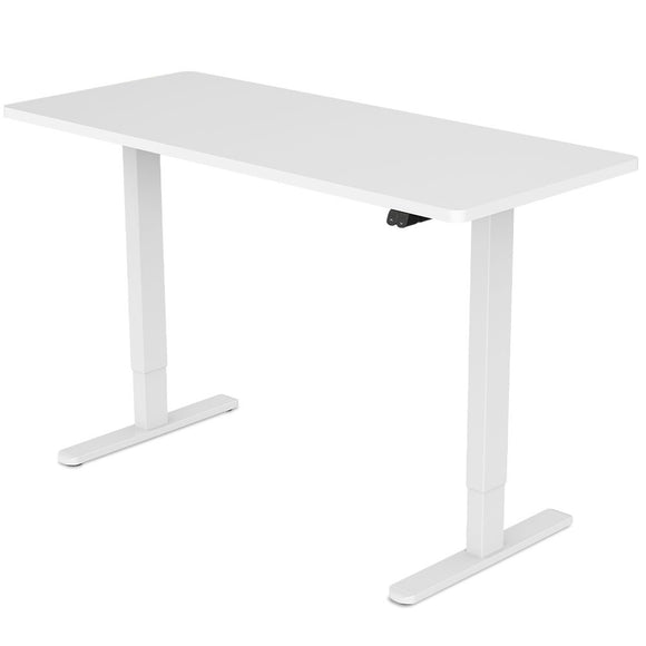 NNEMB Sit To Stand Up Standing Desk-140x60cm-72-118cm Electric Height Adjustable-70kg Load-White/White Frame