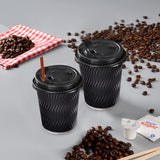 NNEDPE 200x Black Disposable Coffee Cups 12oz Multi Sets