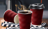 NNEDPE Disposable Coffee Cups Triple Wall 12oz 200pcs Red