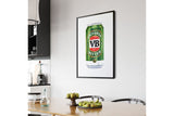 NNEKG Victoria Bitter Tinnie Beer Painting Gift Wall Art A1 Black Frame (84 x 59)