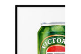 NNEKG Victoria Bitter Tinnie Beer Painting Gift Wall Art A1 Black Frame (84 x 59)