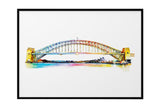 NNEKG Sydney Harbour Bridge Painting Australian Wall Art B1 Black Frame (70 x 100)