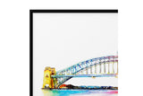 NNEKG Sydney Harbour Bridge Painting Australian Wall Art B1 Black Frame (70 x 100)