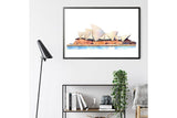 NNEKG Sydney Opera House Painting Australian Wall Art A1 Black Frame (84 x 59)