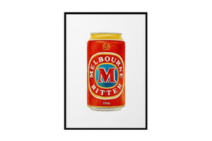 NNEKG Melbourne Bitter Tinnie Beer Painting Wall Art A1 Black Frame (84 x 59)