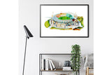 NNEKG Melbourne Cricket Ground Watercolour MCG Wall Art A1 Black Frame (84 x 59)