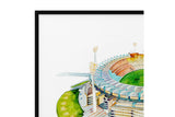 NNEKG Melbourne Cricket Ground Watercolour MCG Wall Art A1 Black Frame (84 x 59)