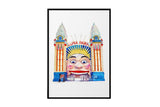 NNEKG Luna Park Sydney Painting Landmark Wall Art B1 Black Frame (70 x 100)