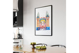 NNEKG Luna Park Sydney Painting Landmark Wall Art B1 Black Frame (70 x 100)