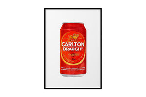 NNEKG Carlton Draught Tinnie Painting Man Cave Gift Art A1 Black Frame (84 x 59)