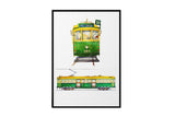 NNEKG Melbourne Tram Painting Original Wall Art A1 Black Frame (84 x 59)